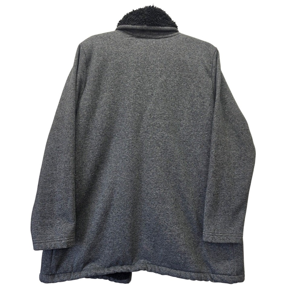 LL Bean Womens XL Gray Sherpa Lined Open Front Fleece Cardigan Jacket - Picture 2 of 8